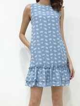 Fans Print Ruffles Dress - Blue (Non-returnable) - Ferlicious